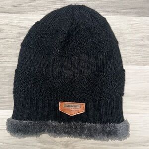 HINDAWI Beanie unisex warm black slouchy knitted stylish heat retention interior